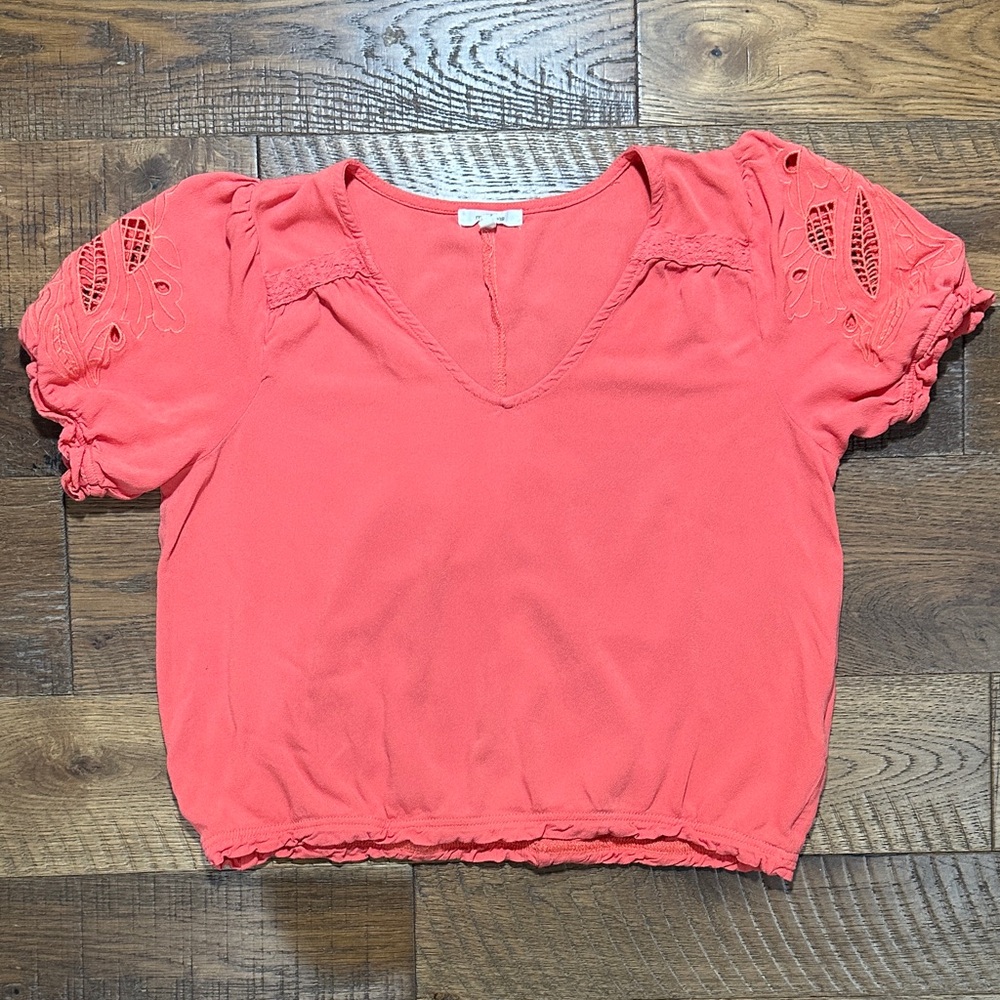 Maurices Coral Lace Sleeve Blouse